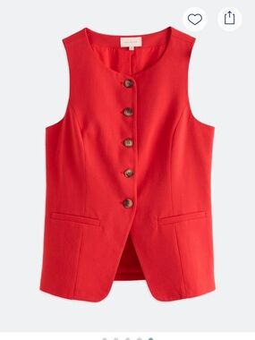 Skies Are Blue Red Sleeveless Button Vest